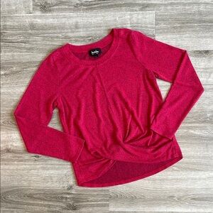By & By red front knot sweater